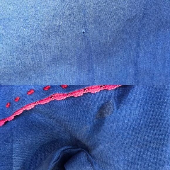Vintage Karman Western Wear Lantern Sleeve Blue Red Embroidery Button Down Shirt - Picture 8 of 8